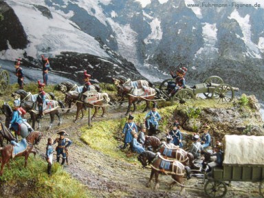 1/72 Franzsische berittene Gardeartillerie mit Train - Diorama von Egbert Balzar