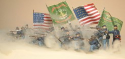 US Infanterie mit irischen Regimentsfahnen